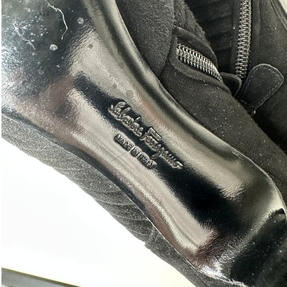 Salvatore Ferragamo Black Suede Narni Stiletto Bootie Side Zip 8 - Picture 12 of 16
